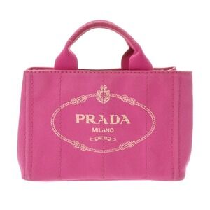 PRADA Canapa Pink Canvas Handbag